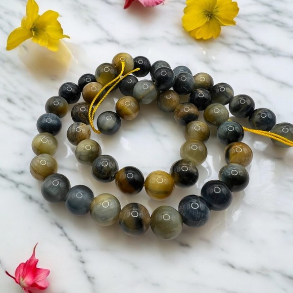 Jewelry - Blue and Gold Tiger Eye 8 mm Beads‎ String for Jewelry Making